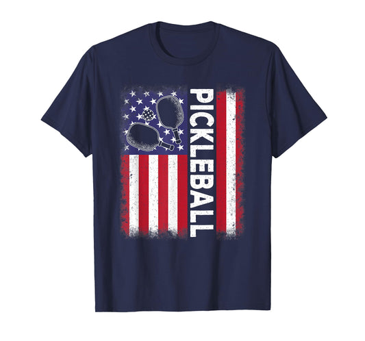Pickleball American Flag Funny Pickleball Vintage Men Women T-Shirt