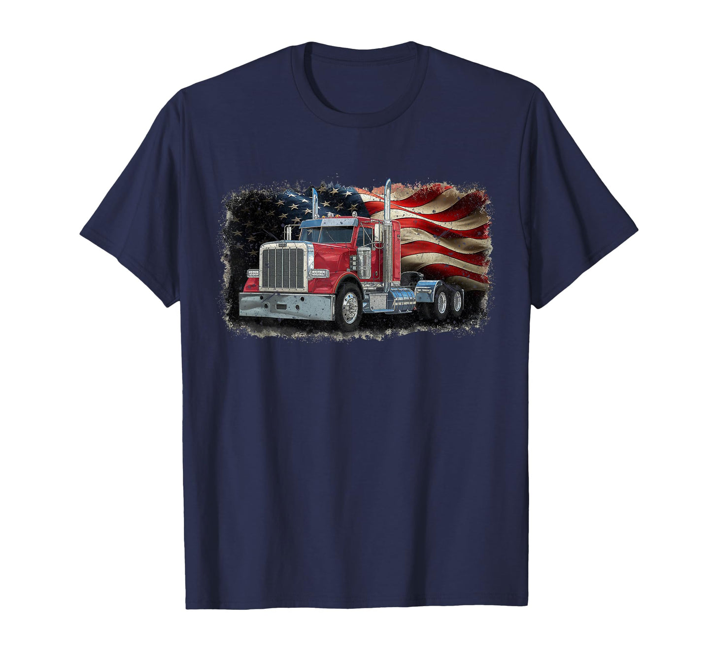Driver Trucker US Flag Semi Truck Patriotic 4th Of July man T-Shirt