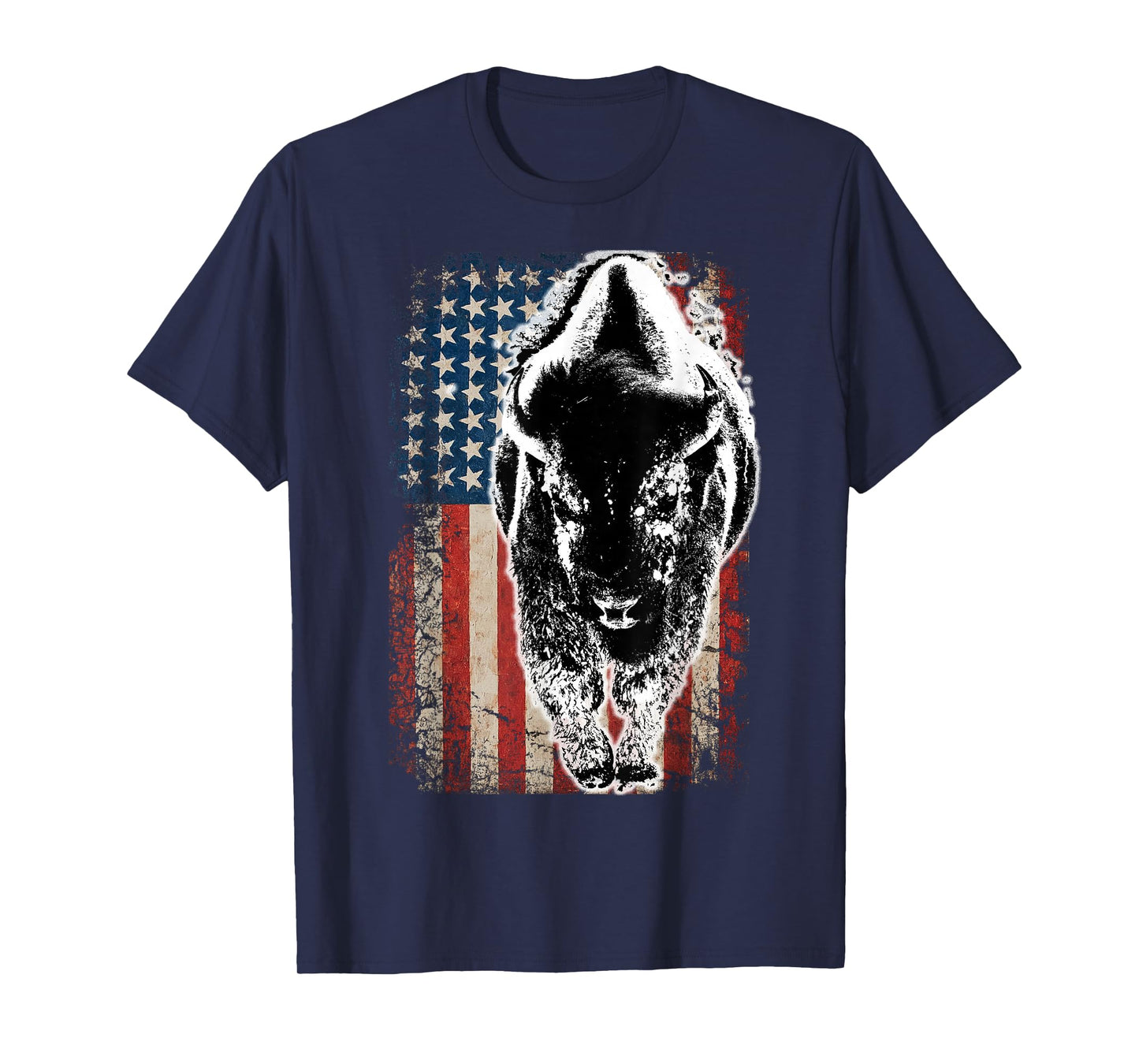 Vintage Buffalo American Flag Bison T-Shirt