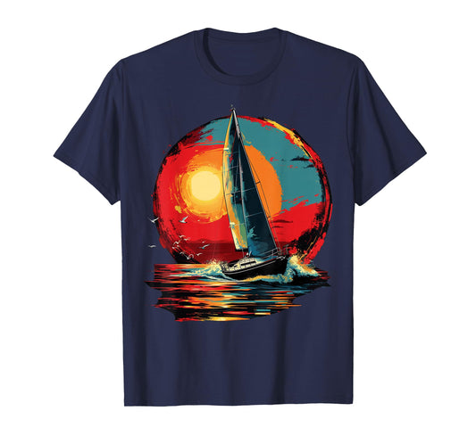 Colorful painted Sailboat on artistic Sailing T-Shirt