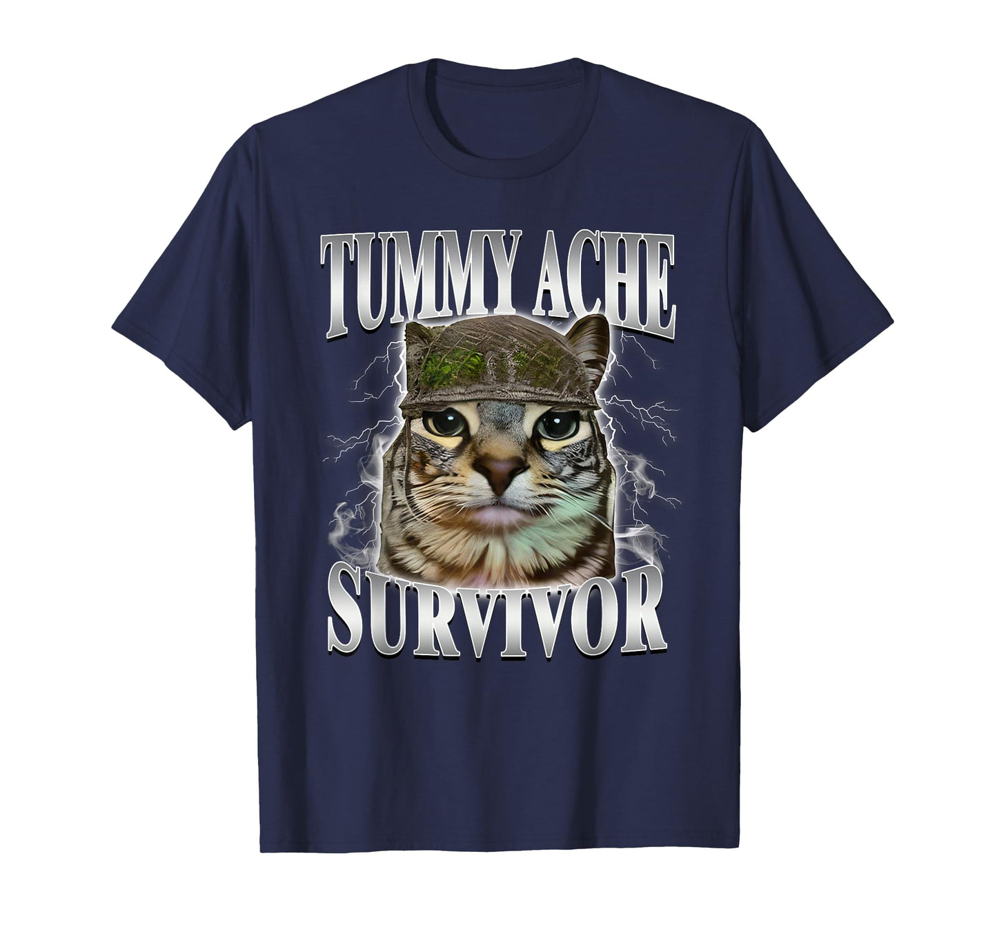 Tummy Ache Survivor Funny Cat Meme T-Shirt