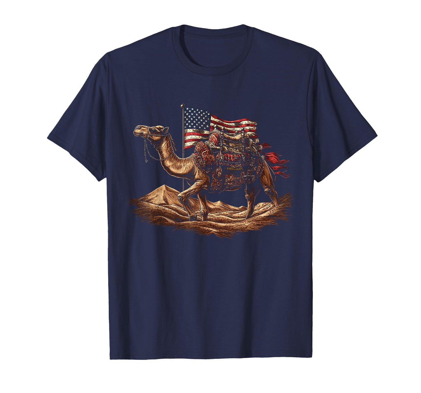 Patriotic Camel American Flag 4th of July Art T-Shirt