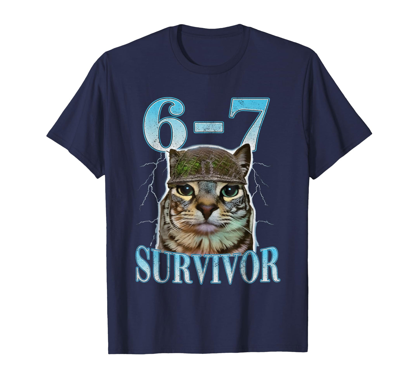 Funny Saying 67 Cats Tummy Ache Survivor Cat Meme six Seven T-Shirt