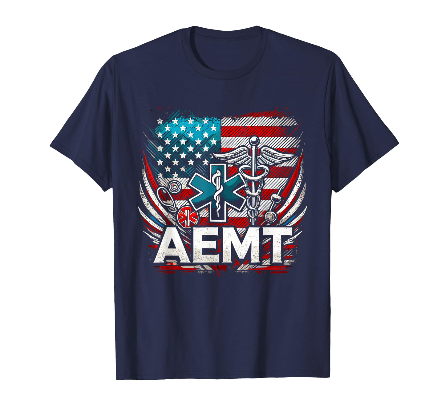 AEMT USA Flag Patriotic Medical Medical Technician T-Shirt