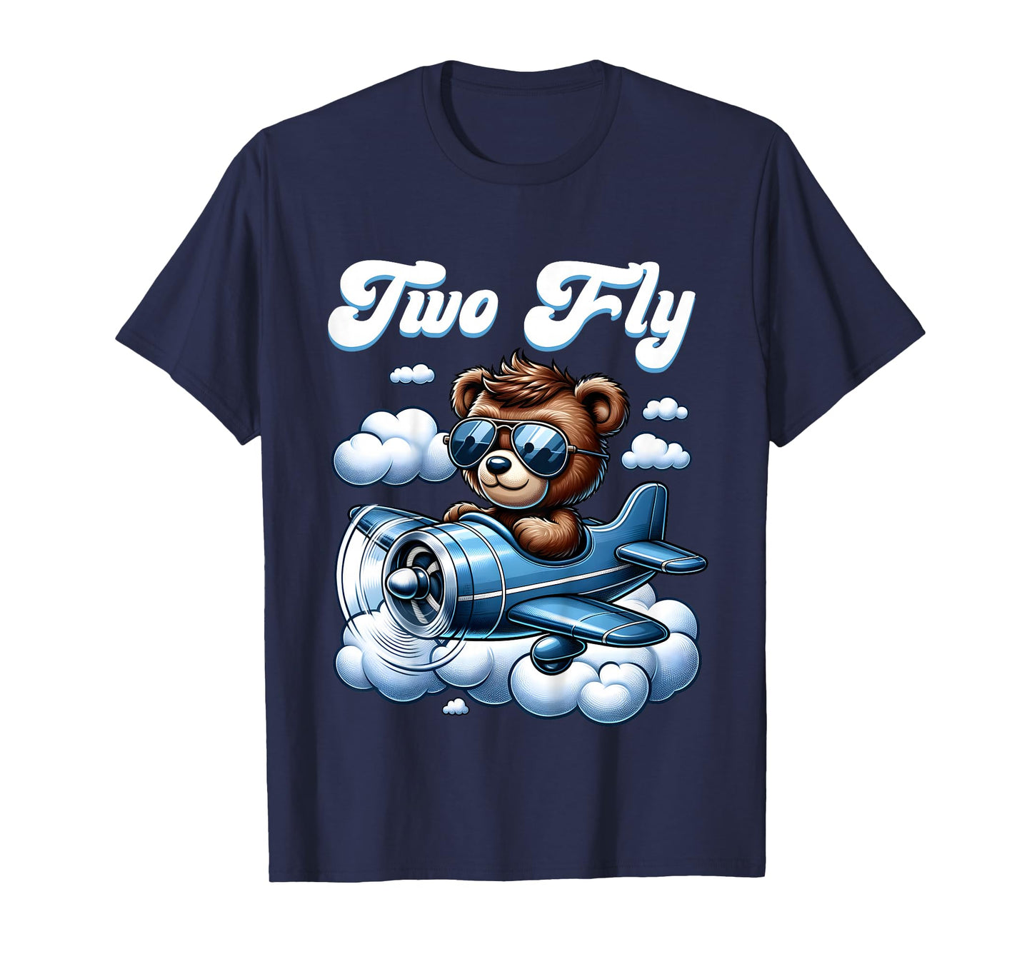 2nd Birthday Airplane Two Plane Teddy Bear Flying Aviation T-Shirt