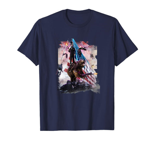Abe Lincoln Riding Bear American Patriotic Funny T-Shirt