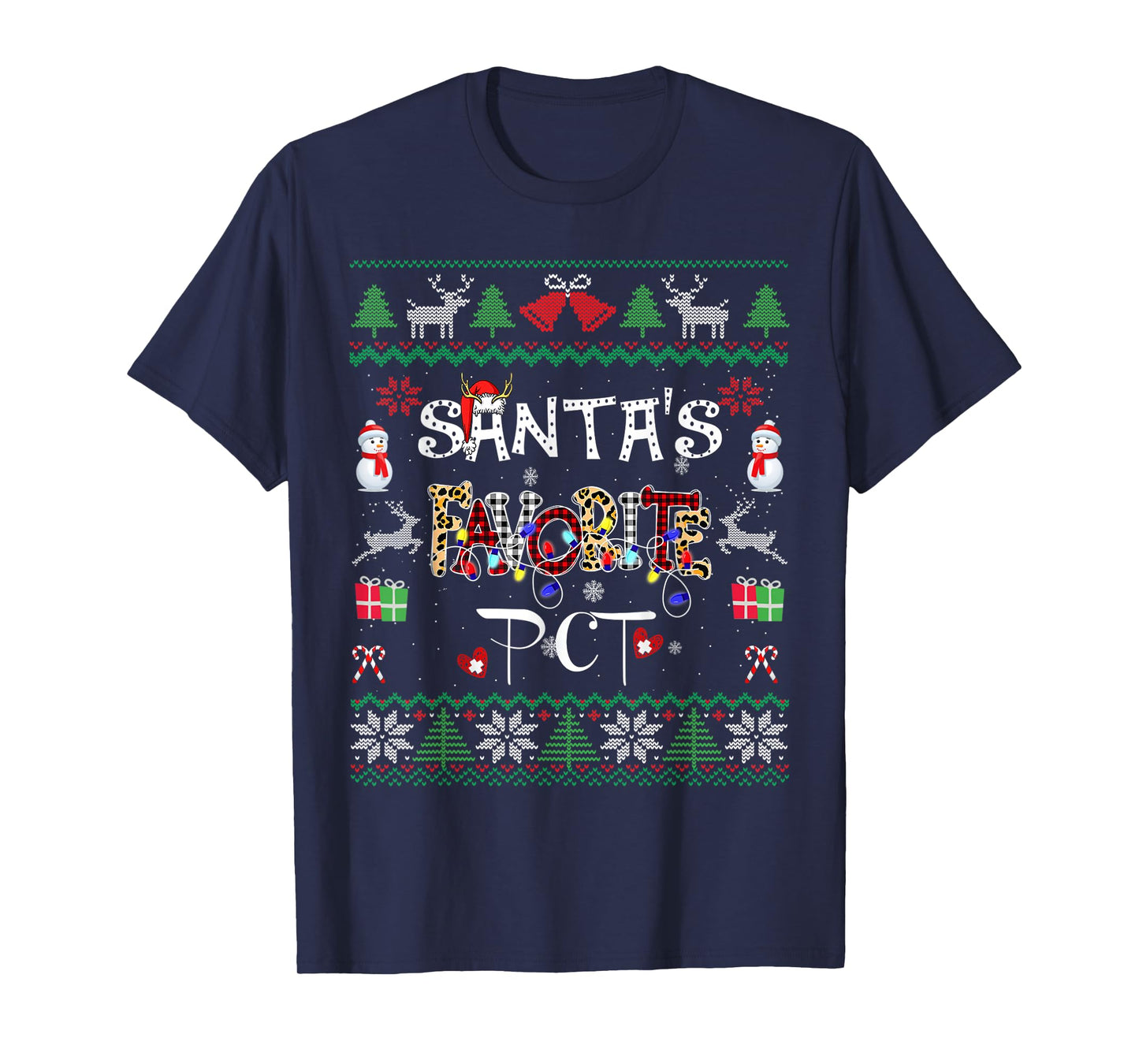 Christmas Ugly Santa's Favorite PCT Patient Care Technician T-Shirt