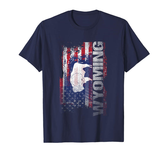 Wyoming State USA Flag Souvenir Gift T-Shirt