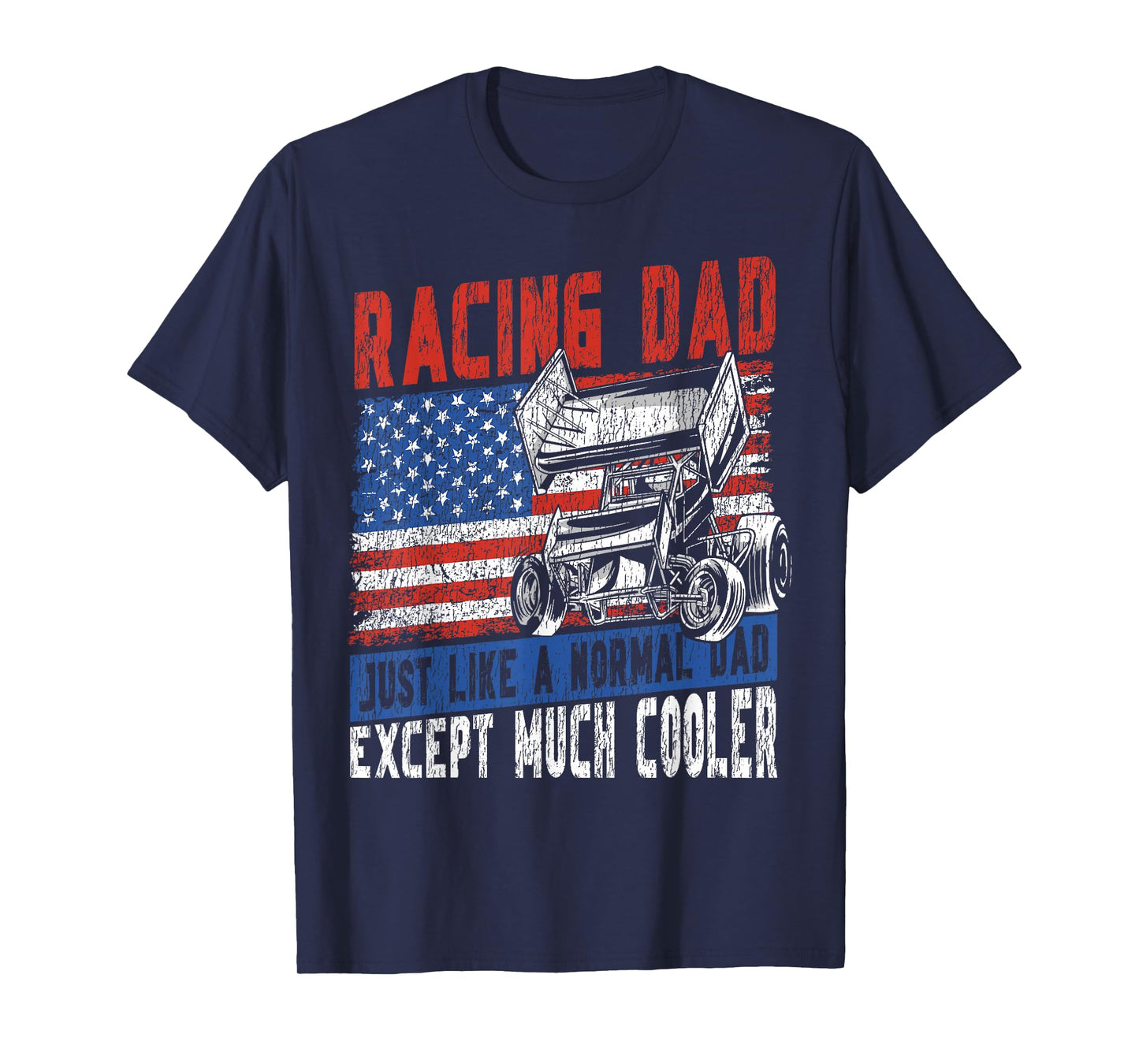 Dirt Track Racing Race Dad Vintage American Flag Patriotic T-Shirt