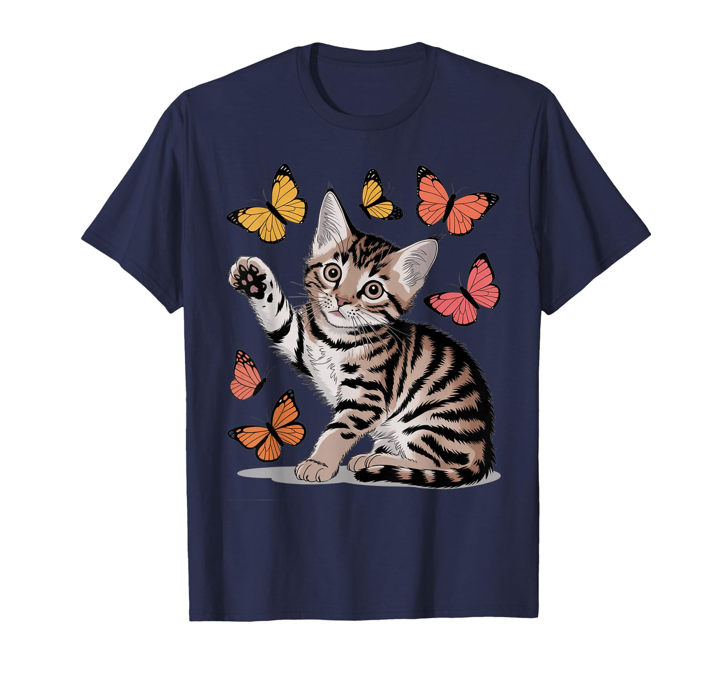 Playful Butterfly Kitten T-Shirt