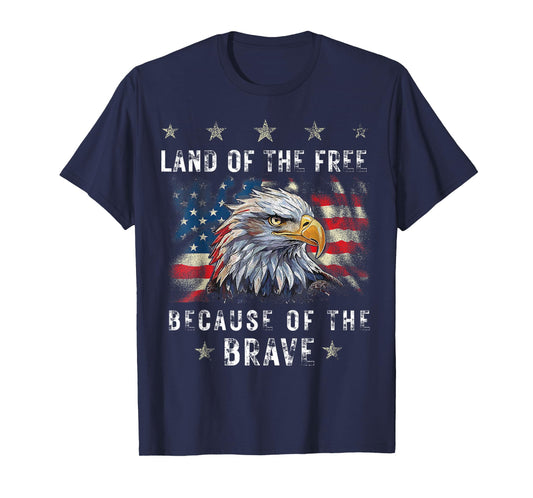 Land of The Free Because of The Brave Eagle American Flag T-Shirt