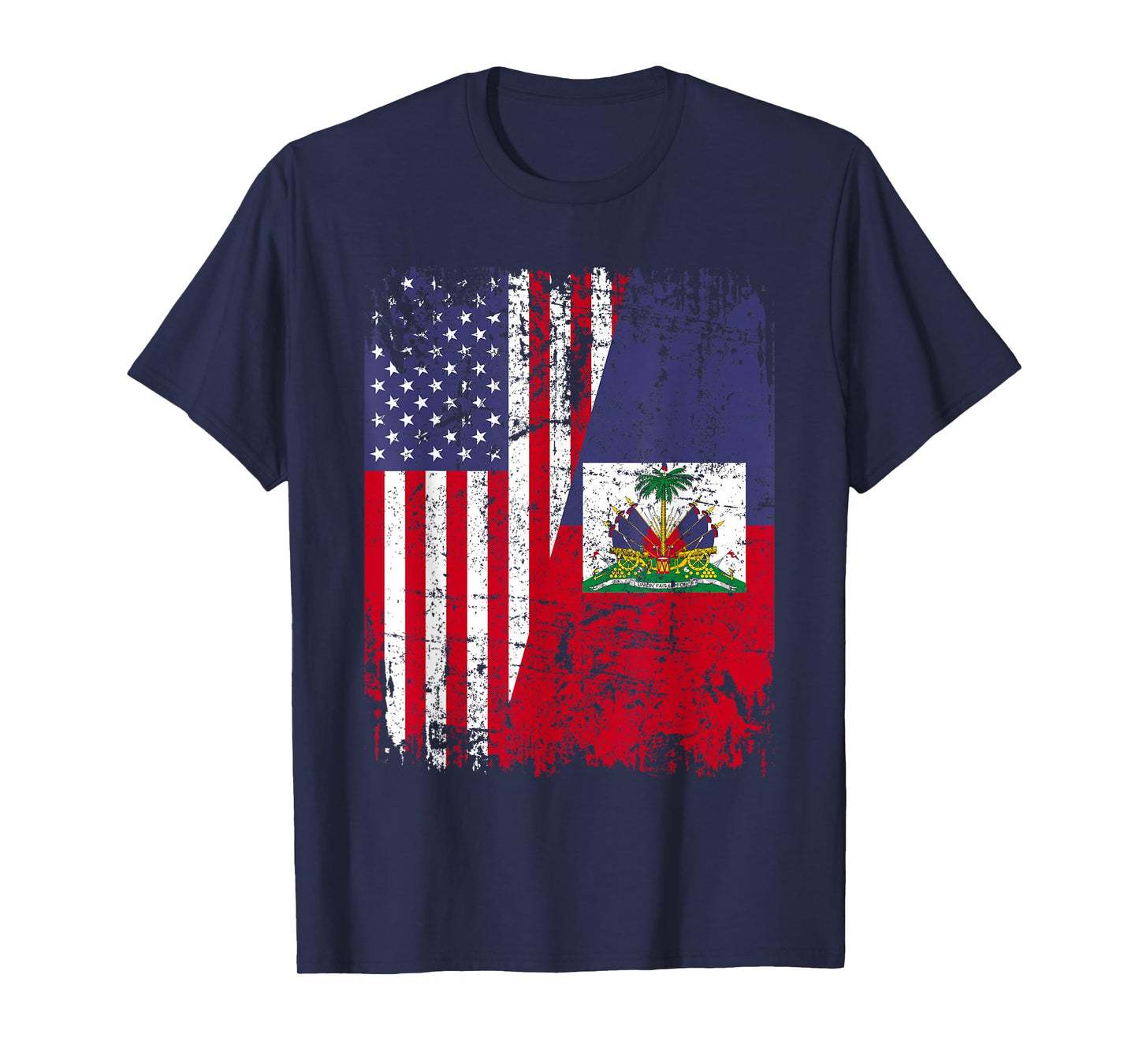 HAITIAN ROOTS | Half American Flag | HAITI FLAG T-Shirt