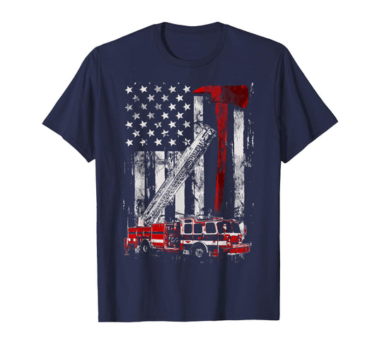 Fire Engine Truck Axe T-Shirt Thin Red Line Firetruck T-Shirt