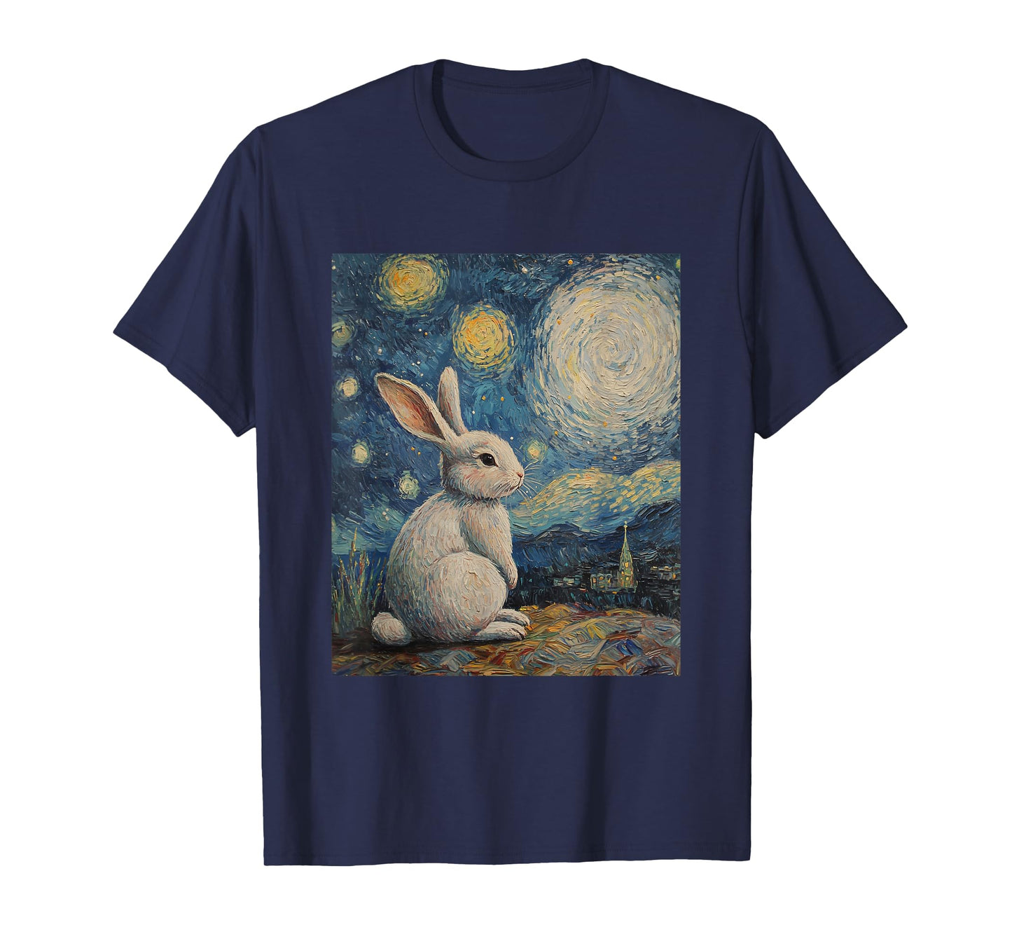 Cute Bunny Rabbit - Van Gogh Style - Starry Night T-Shirt