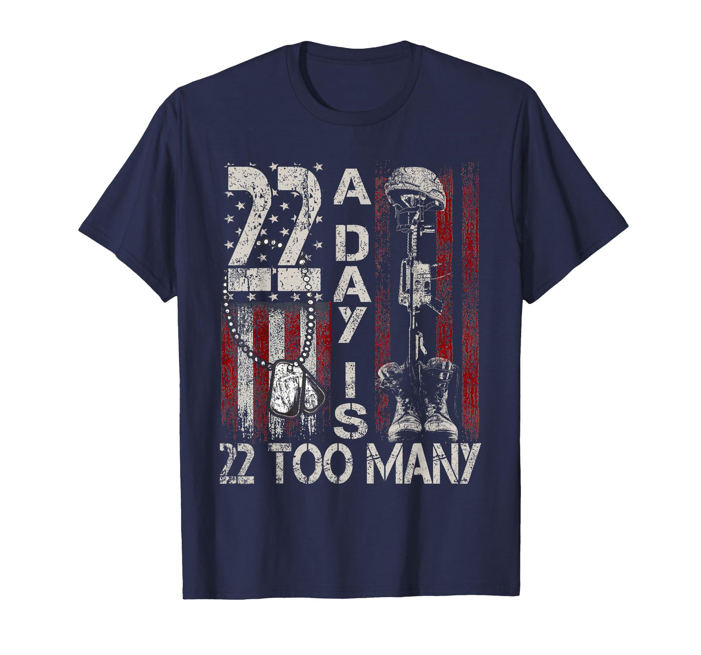 22 A Day Is 22 Too Many Veteran Lives Matter USA Flag T-Shirt