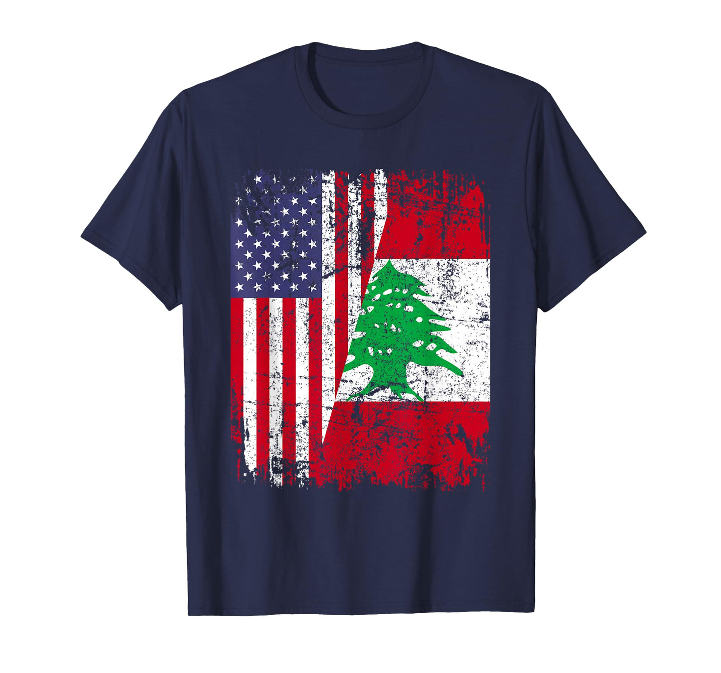 LEBANESE ROOTS | Half American Flag | LEBANON T-Shirt