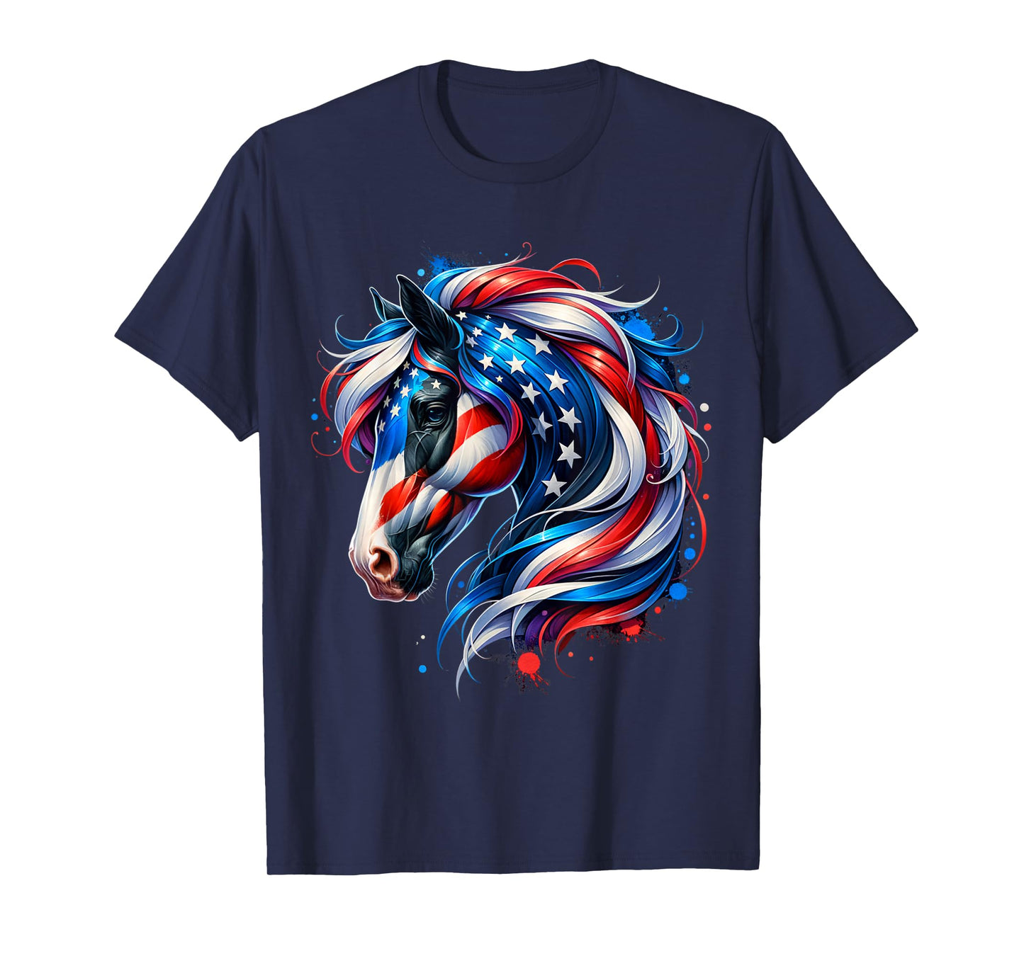 Horse 4th of July Patriotic Horse Graphic American Flag T-Shirt