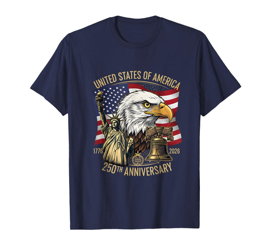 250 Years 1776-2026 250th Birthday Eagle Liberty Bell T-Shirt
