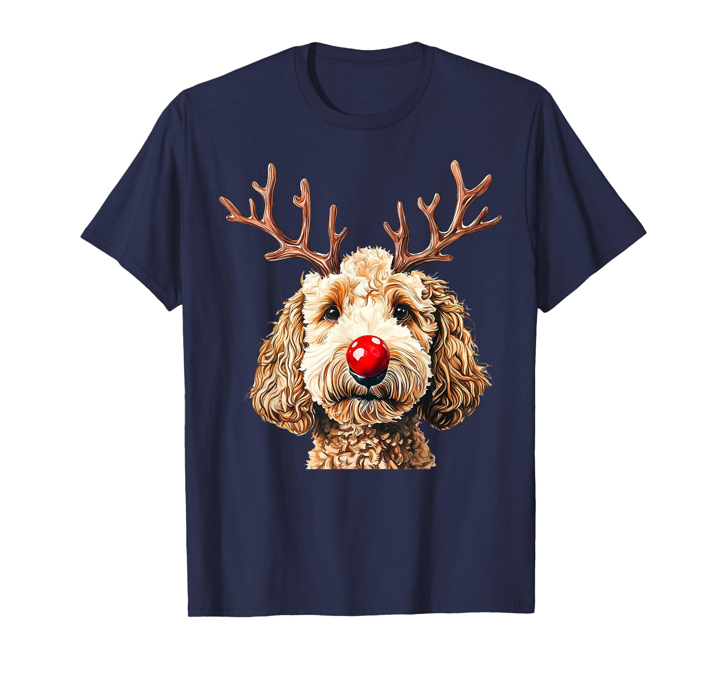 Cute Reindeer Santa Goldendoodle Christmas Xmas Holiday T-Shirt