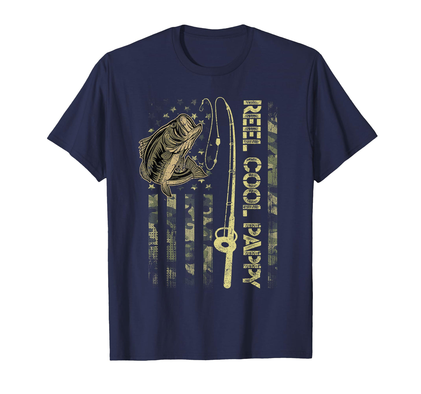 Reel Cool Pappy Camouflage American Flag Funny Gift T-Shirt