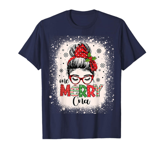 Cna Nurse Messy Bun Nurse's Aid Christmas T-Shirt
