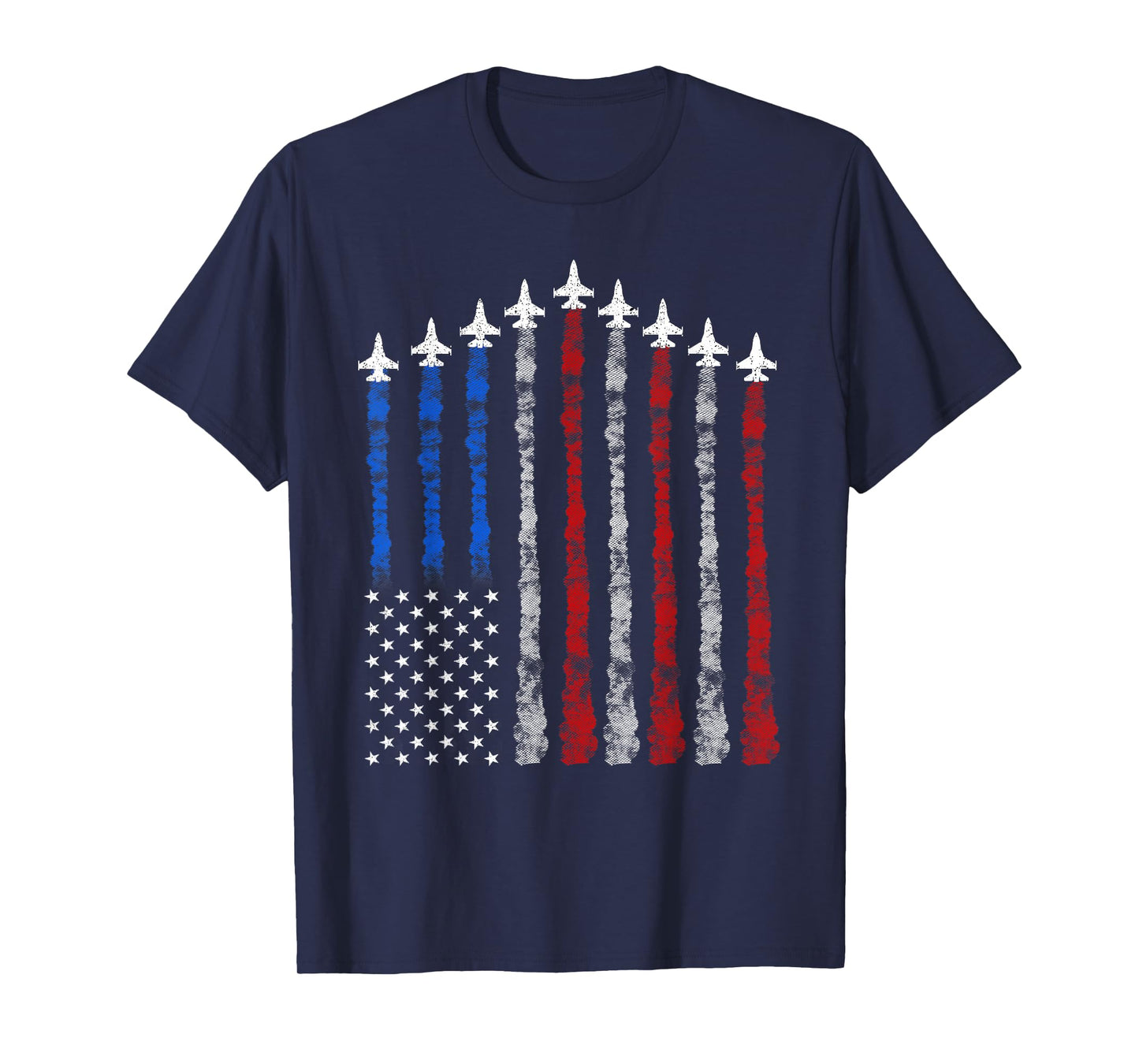 Fighter Jet Airplane USA Flag 4th of July Patriotic T-Shirt