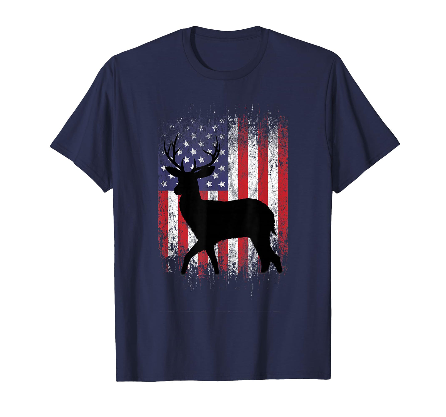 American Deer Hunting Patriotic Hunter Flag Whitetail Buck T-Shirt