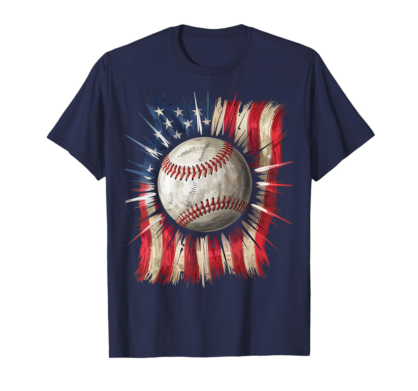 Patriotic Baseball Dripping Flag 4th of July Baseball Fans T-Shirt