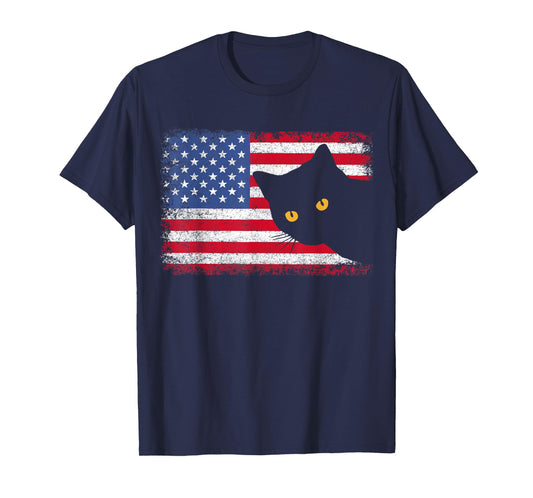 Patriotic USA Flag 4th of July Men Women Kids Boys Girl Cat T-Shirt
