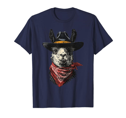 Country Cowboy Llama Vintage Rodeo Cowgirl Western Alpaca T-Shirt