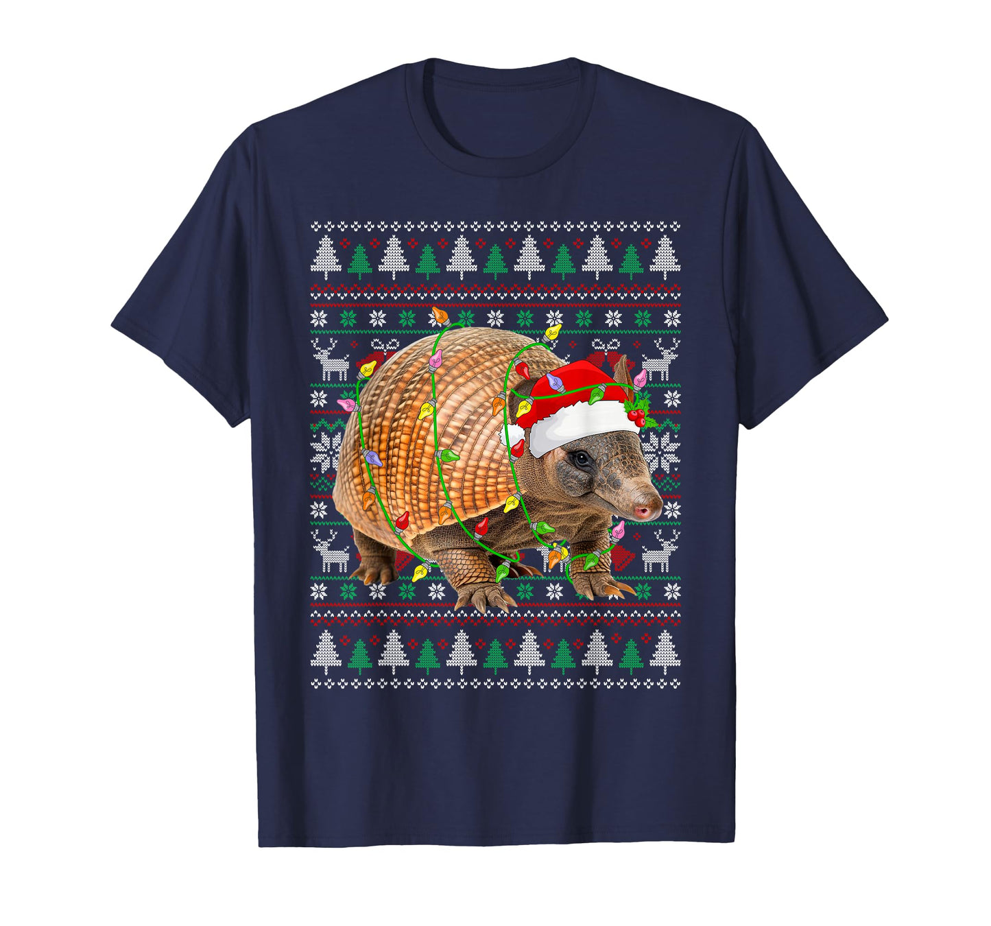 Armadillo Christmas Sweater Santa Hat Ugly Xmas Pajama T-Shirt