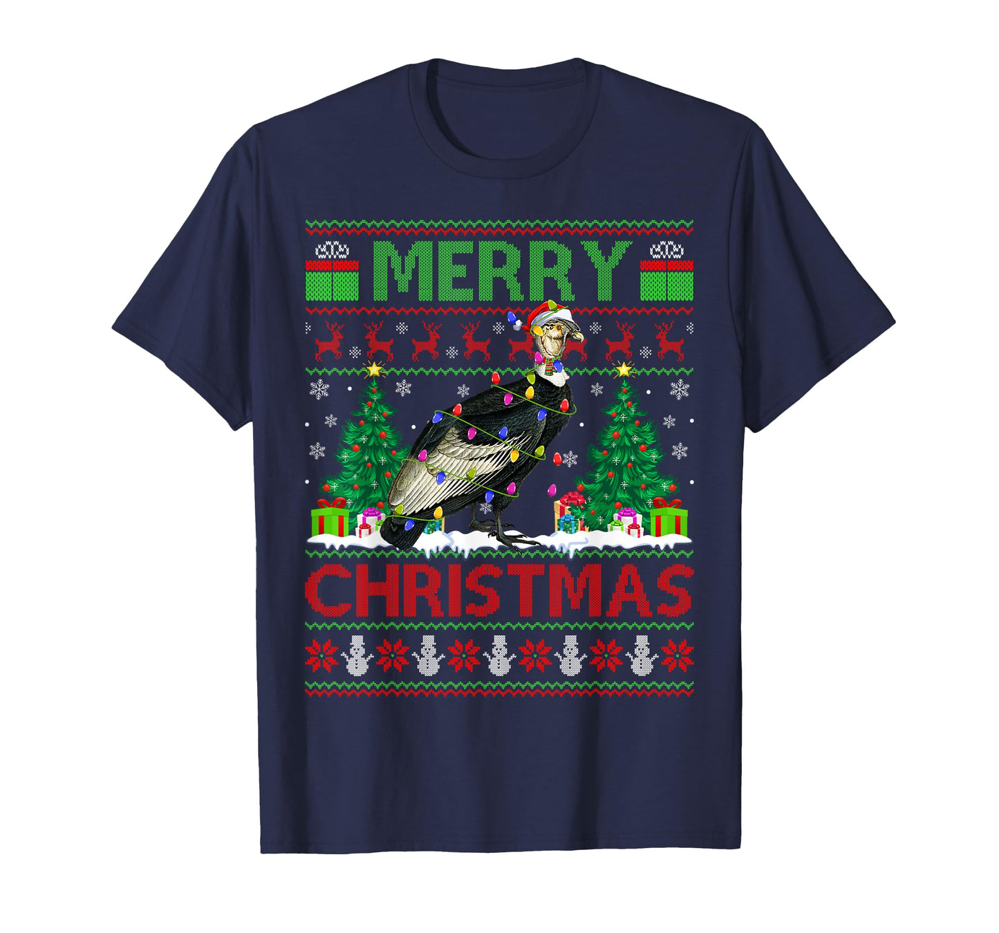 Condor Bird Lover Xmas Tree Ugly Santa Condor Christmas T-Shirt