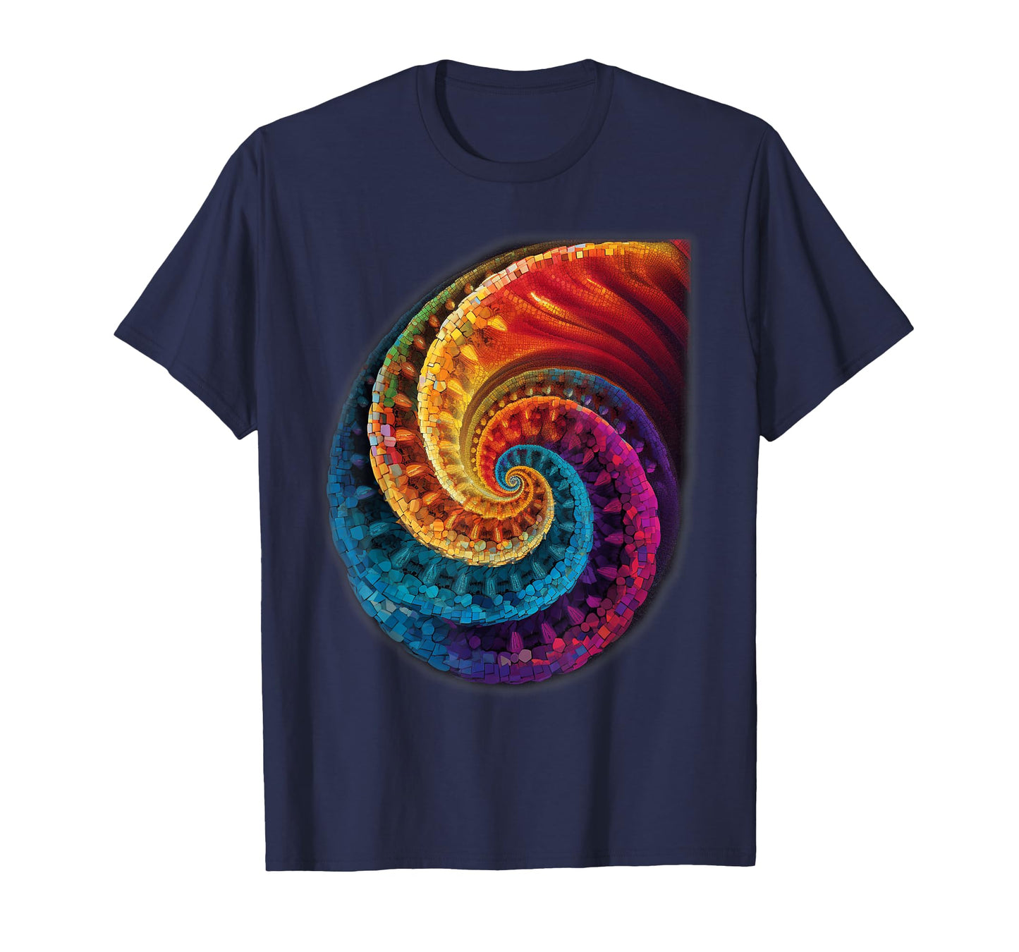 Colorful Fibonacci Spiral Psychedelic Colors Abstract Math T-Shirt