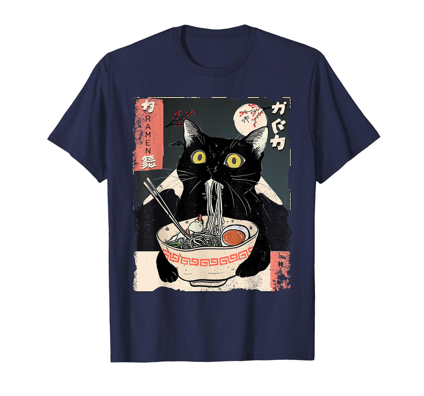 Kawaii Cat Eating Ramen Noodles Funny Anime Gift Girls Teens T-Shirt