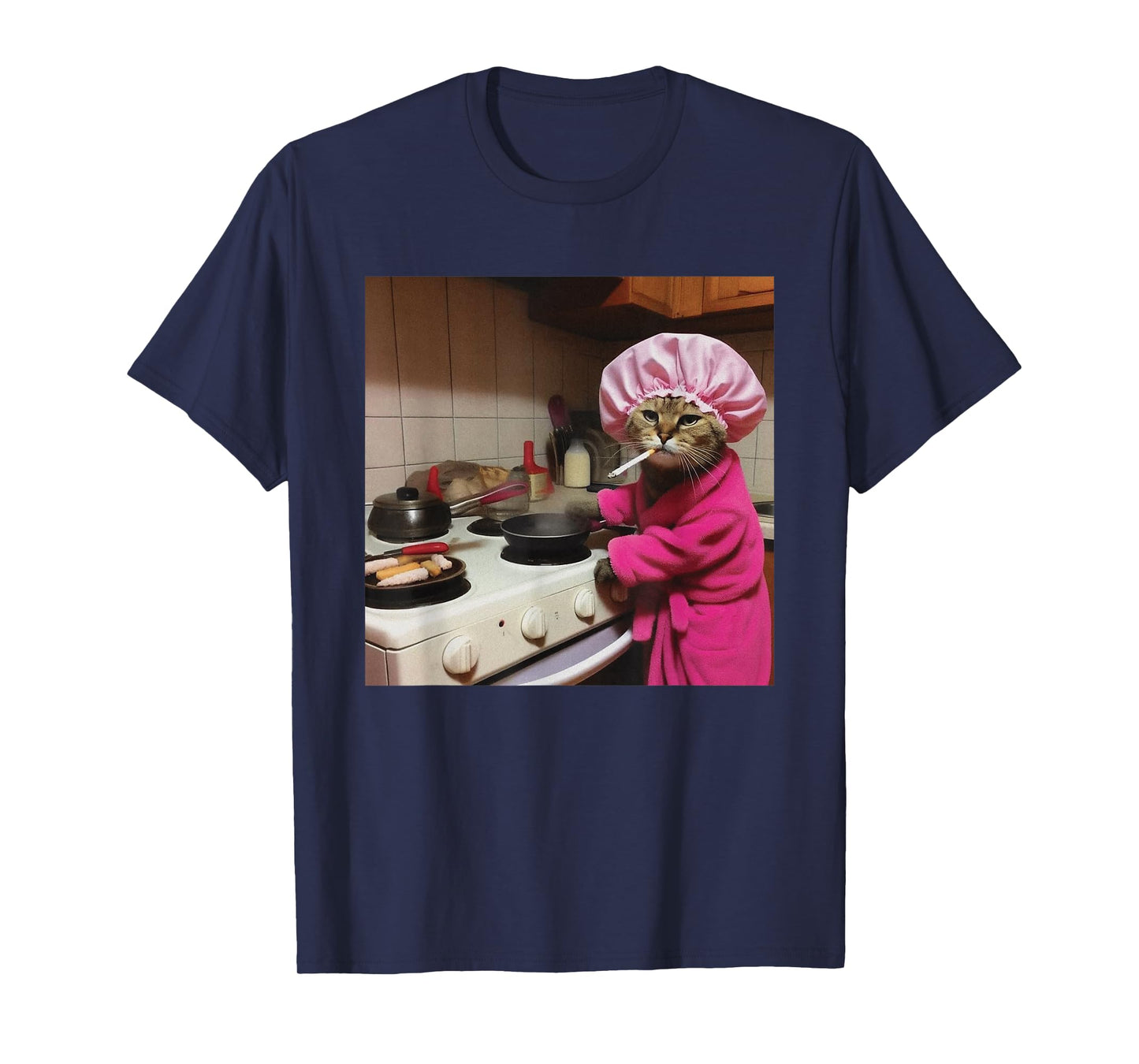 Housewife Cat Funny Ironic Cat Meme Y2K Brain Rot T-Shirt