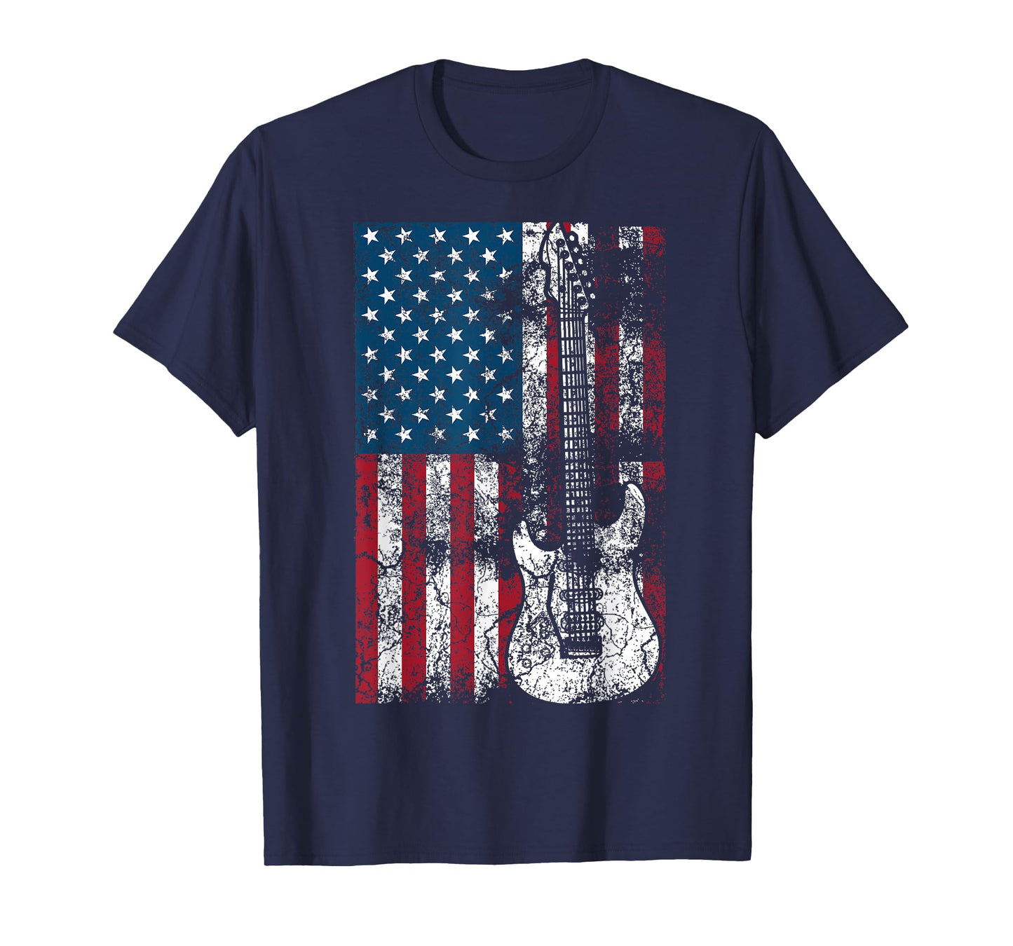 Guitar USA Flag Shirt | Cute Patriotic Guitar Lovers US Gift T-Shirt