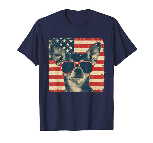 Chihuahua America Flag 4th of July Men Women T-Shirt