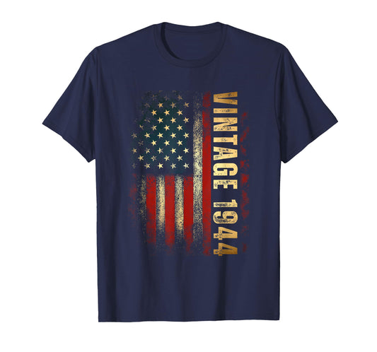 Vintage 1944 American Flag 81st Birthday 81 Years Old Men T-Shirt