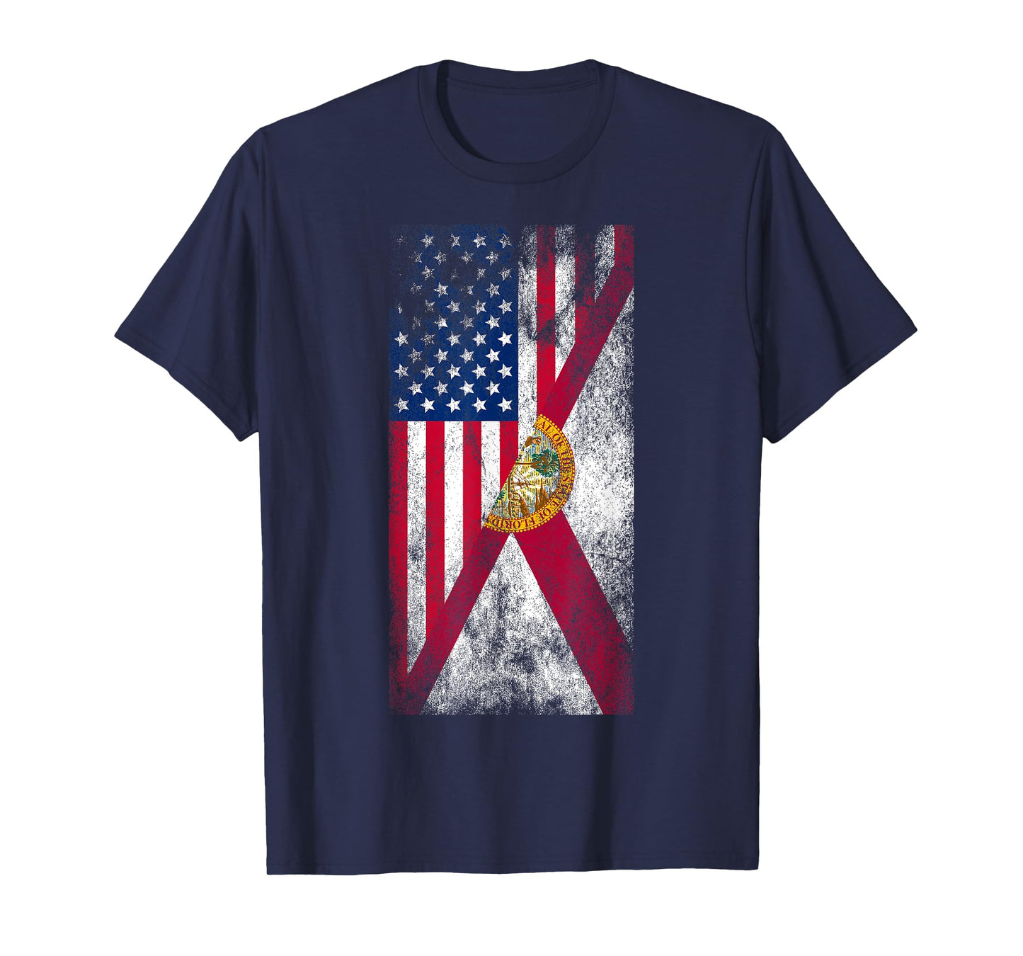 Irreverent Tees USA Florida Flags - United States of America, Floridian T-Shirt, Black
