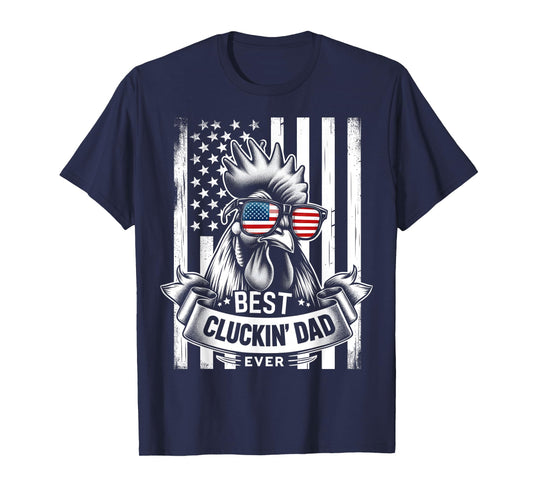 Best Cluckin' Dad Ever Chicken Lover Graphic Tees Men's Black Cotton Polyester Casual Funny Graphic T-Shirt Small Crew Neck Short Sleeve