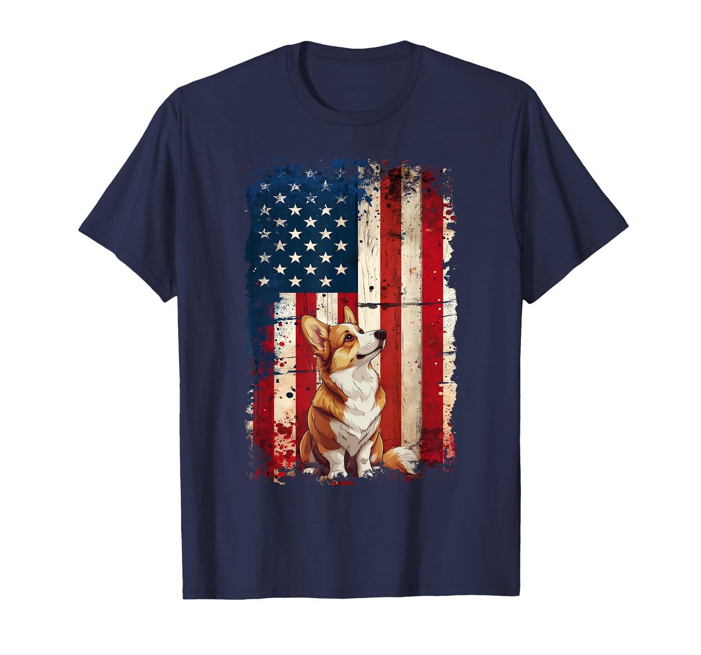 Corgi American Flag USA Patriotic 4th of July T-Shirt