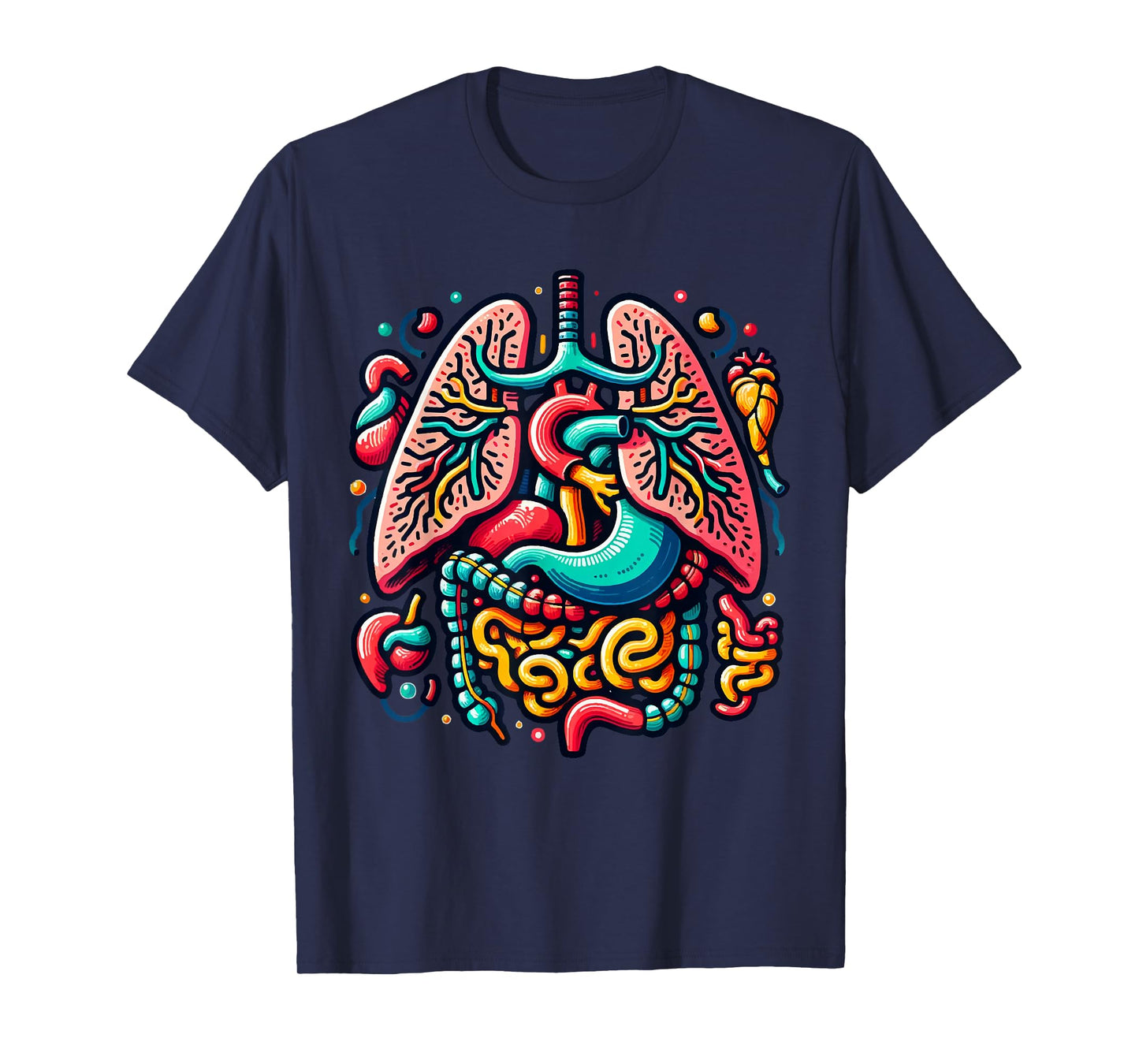 Colorful Human Body Anatomy Illustrated Internal Organs Art T-Shirt