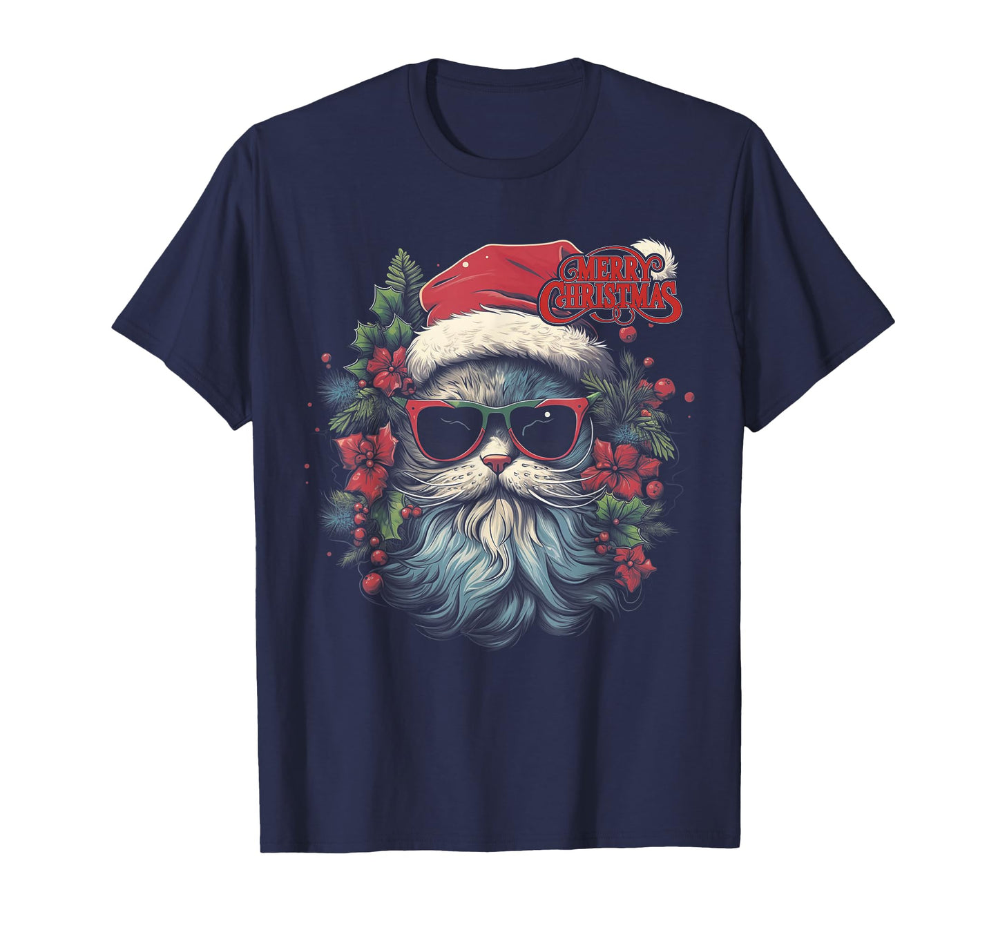 Cat - Christmas Funny Santa Holiday Men Women T-Shirt