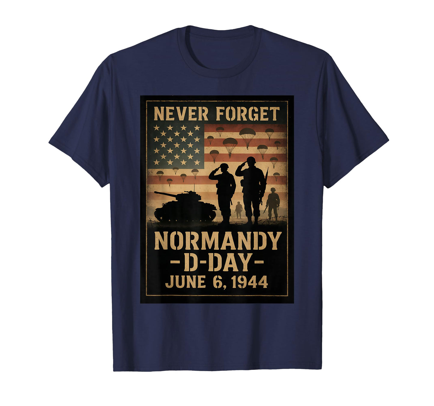 D-Day 81st Anniversary Normandy 1944 Military Tribute Men T-Shirt