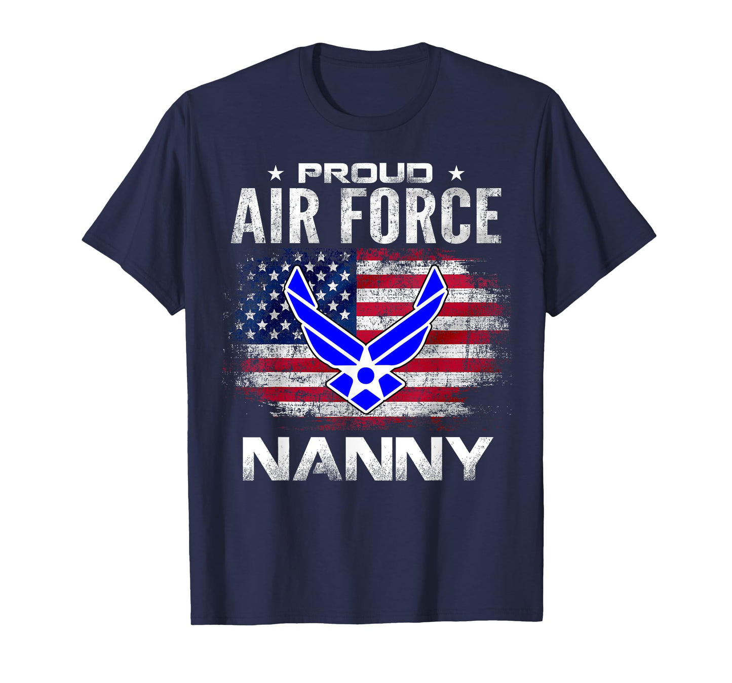 Proud Air Force Nanny With American Flag Gift Veteran T-Shirt