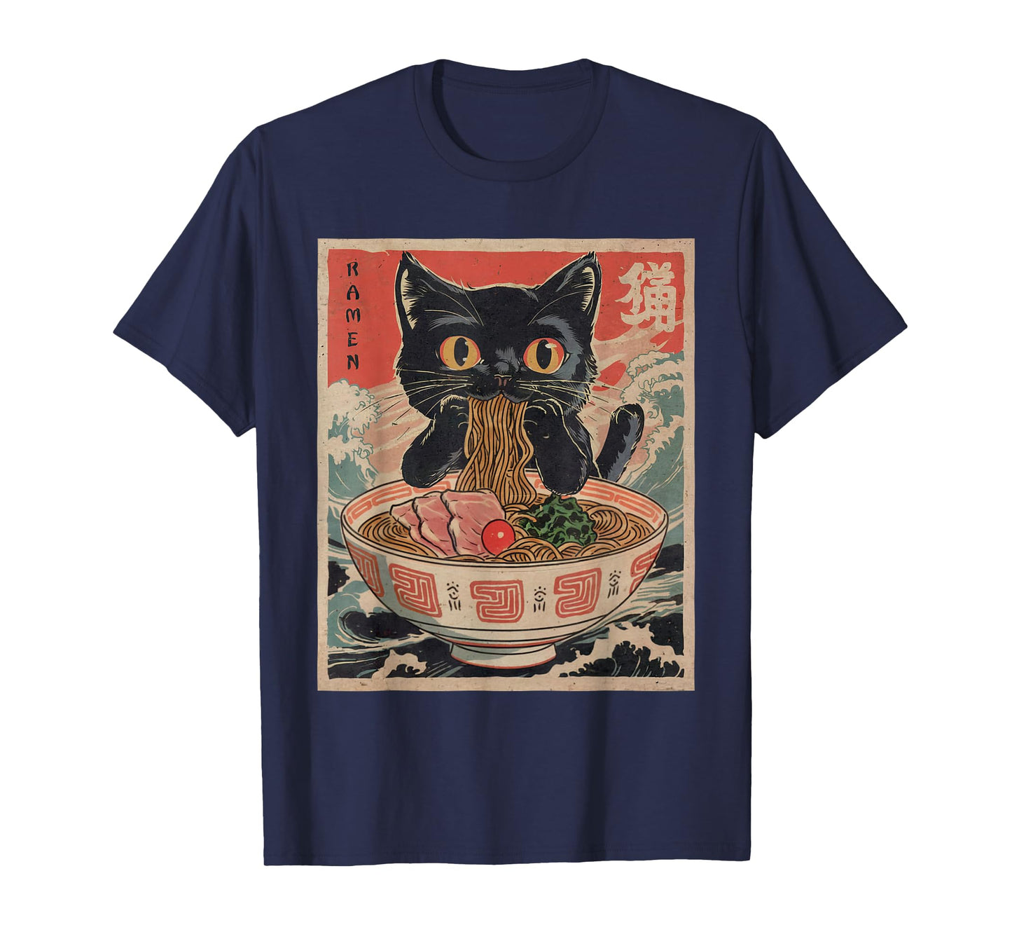 Anime Shirt Cat Ramen Noodle Funny Japanese Kawaii Graphic T-Shirt