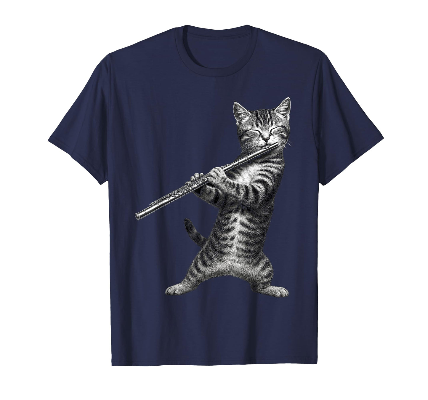 Cat Playing Flute Funny Gifts For Cat Lover Cat Mom Cat Dad T-Shirt