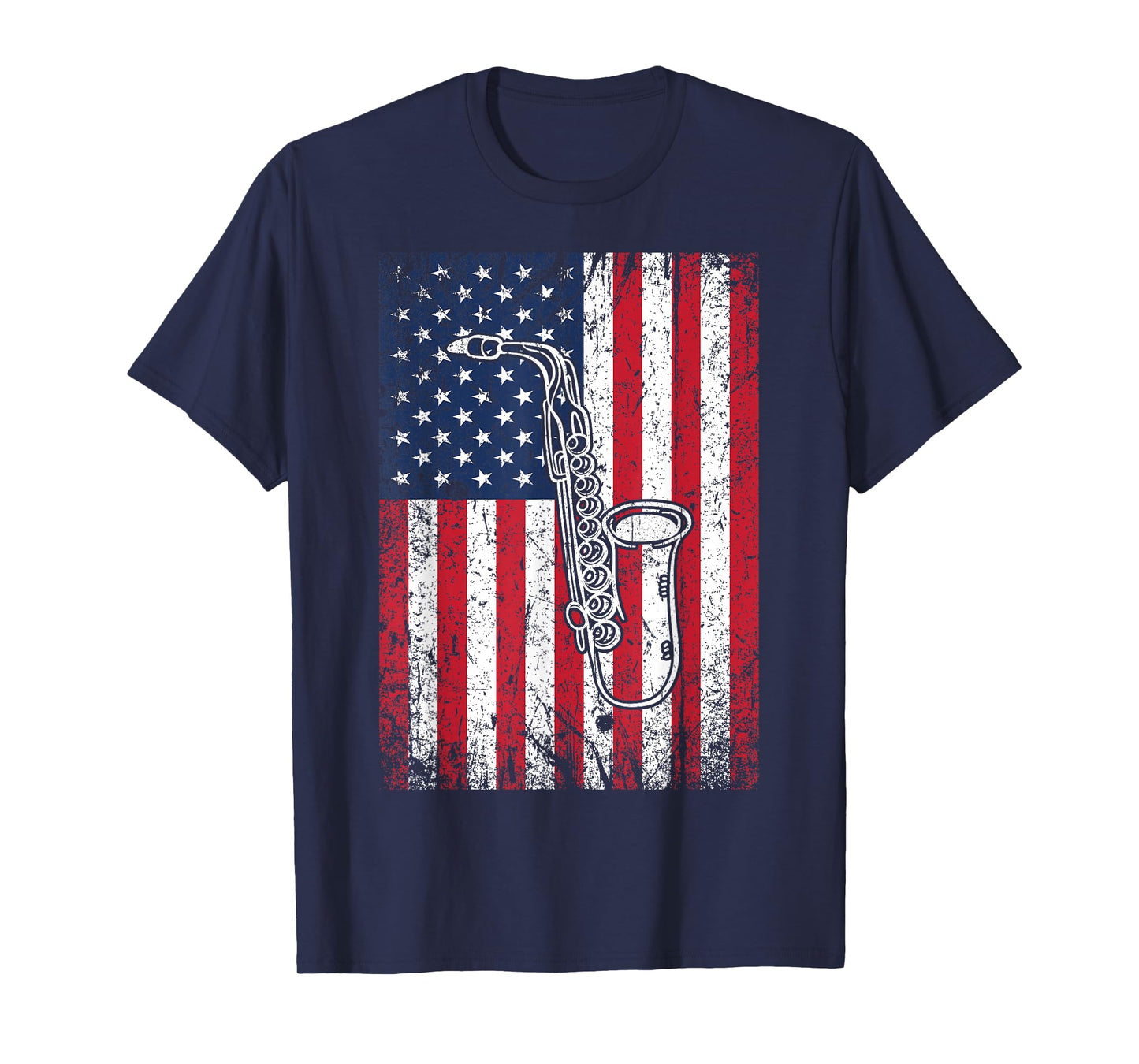 American Flag Saxophone 4th of July Patriotic For Men Women T-Shirt