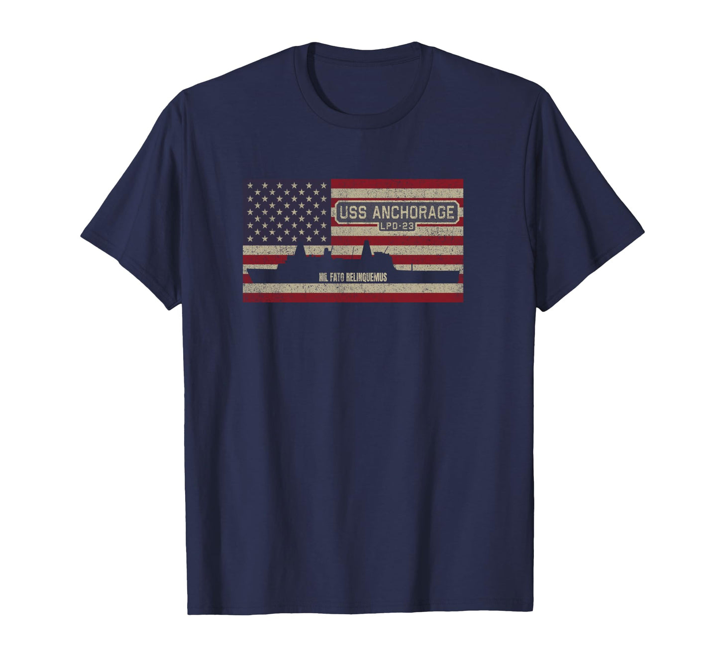 USS Anchorage LPD-23 Amphibious Transport Dock USA Flag Long Sleeve T-Shirt