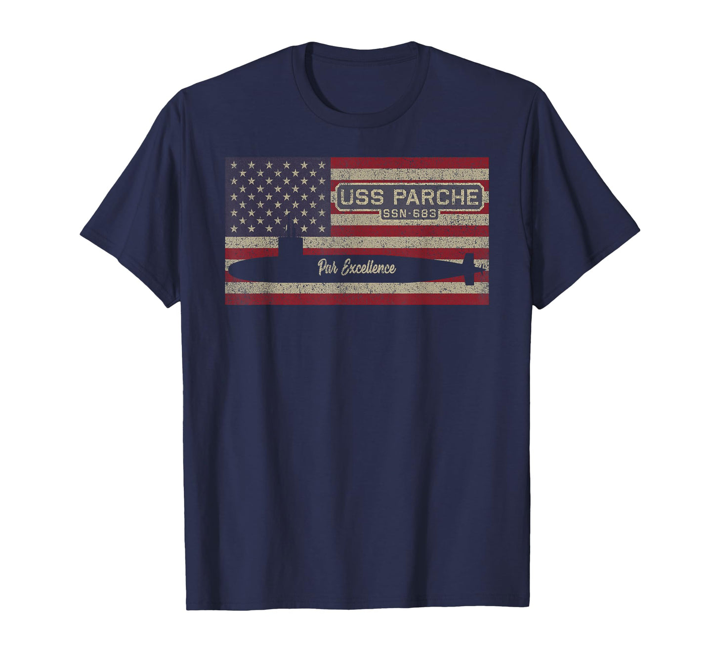 USS Parche SSN-683 Submarine USA American Flag T-Shirt